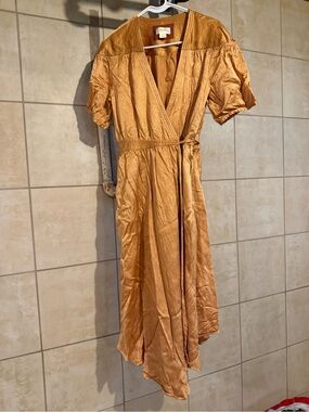 Wrap Midi Dress in Golden Mustard